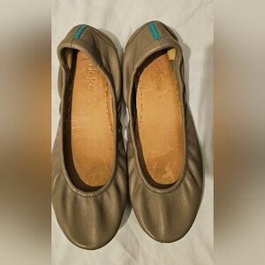 Tieks Ballet Flats Size 9 Taupe Brown Leather Foldable Teal Sole